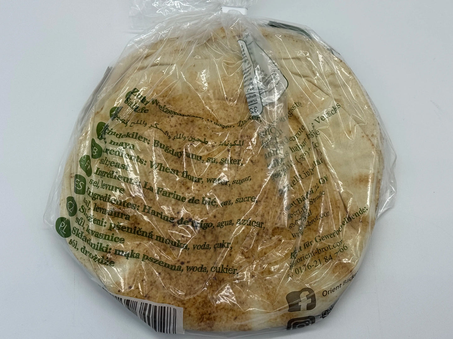 Orient Bäckerei Arabisches Fladenbrot Grün – Frisches Halal Brot (6 Stück, Ø 22–23 cm)