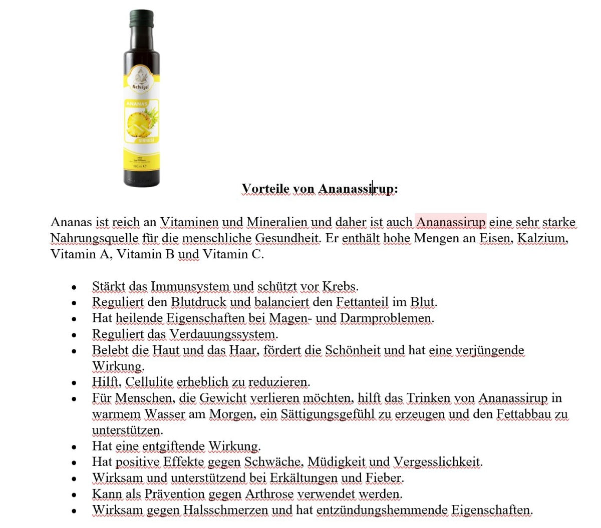 Naturyol Ananas-Essig 500ml - Fruchtiger Essig