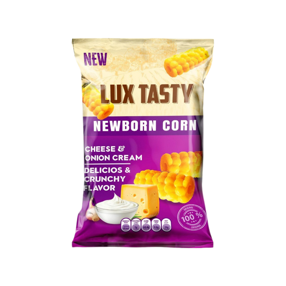 Lux Tasty Newborn Corn Cheese & Onion Cream 85 g - Knuspriger Mais-Snack
