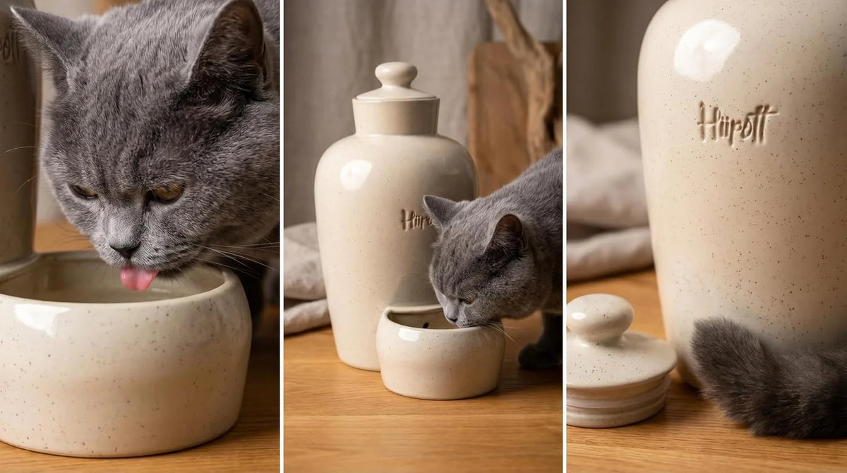 Premium Keramik Wassernapf für Hunde & Katzen mit Maifan-Stein